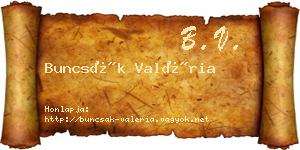 Buncsák Valéria névjegykártya